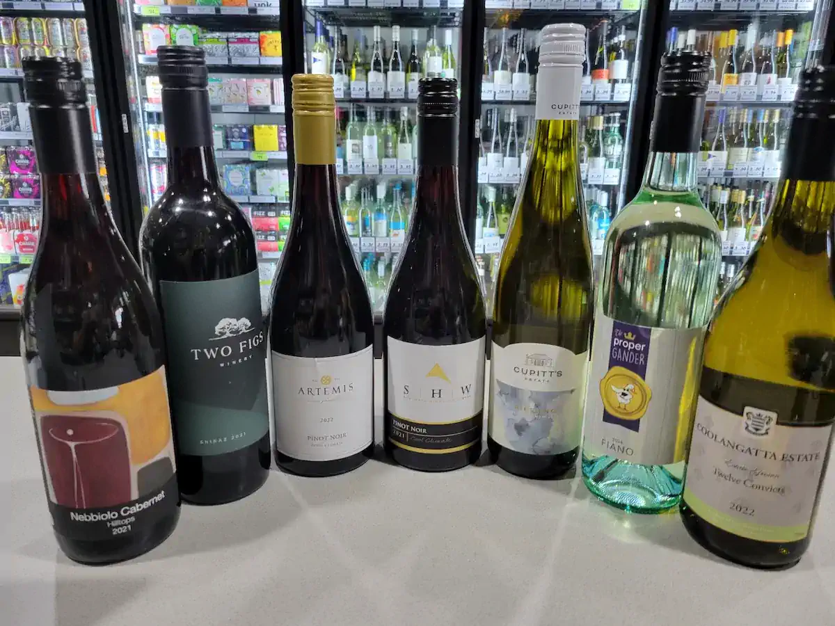 White wine selection at Bailey Bottle Shop